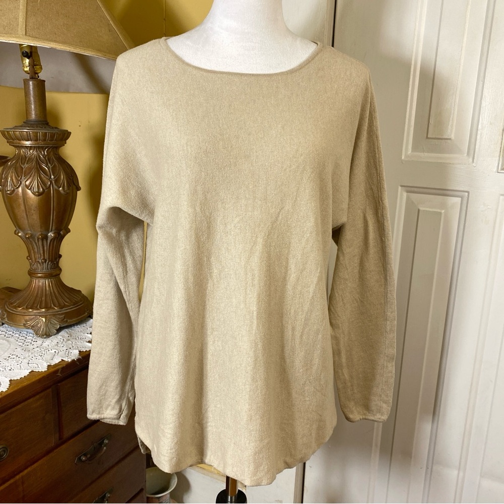 Michael Michael Kors Sweater Womens Large Oatmeal Heather Long Sleeve Pullover